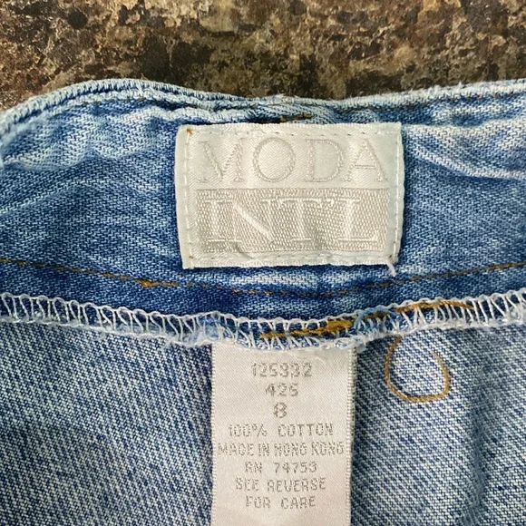 MODA INTL Vintage Y2K Lace Up Tie Side Zipper 100% Cotton Denim Shorts Size 27 - Picture 7 of 14